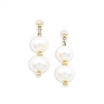 Cultured freshwater pearl drop earrings yellow gold