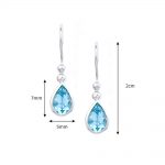 White gold blue topaz drop earrings