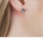 Bubble Rose Gold Blue Topaz Stud Earrings