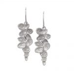 Silver falling leaf drop earrings