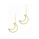 9ct yellow gold open frame moon earrings