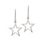 9ct White gold open frame star drop earrings