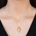 Yellow gold golden leaf pendant