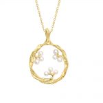 Cultured freshwater pearl pendant yellow gold