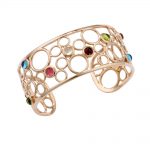 Gemstone bubble cuff bangle rose gold