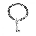 Black diamond three row tassel bracelet white gold