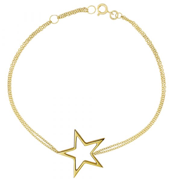 Yellow gold open star bracelet