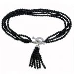 Black onyx tassel bracelet white gold