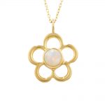 Opal birthstone flower pendant yellow gold