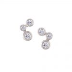 White gold diamond 3 stone stud earrings