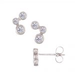 White gold diamond 3 stone stud earrings