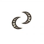 Diamond moon stud earrings yellow gold