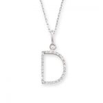 Diamond initial D pendant white gold