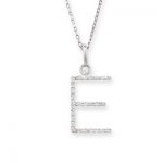 Diamond initial E pendant white gold