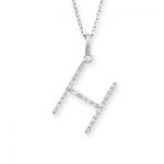 Diamond initial H pendant white gold