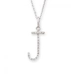 Diamond initial J pendant white gold