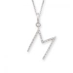 Diamond initial M pendant white gold