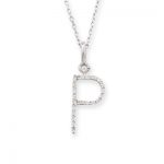 Diamond initial P pendant white gold