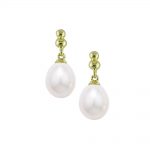 Yellow gold pearl drop earrings