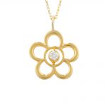 Diamond birthstone flower pendant yellow gold