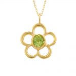 Peridot birthstone flower pendant yellow gold