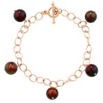 Bronze cultured freshwater pearl bracelet rose gold