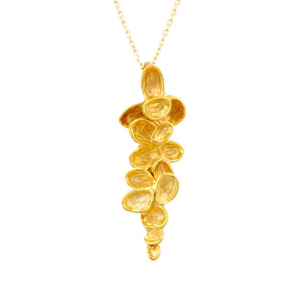 Falling leaf pendant yellow gold