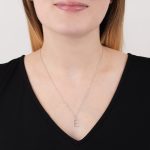 White gold diamond initial E pendant