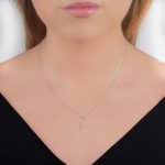 White gold diamond initial letter V pendant