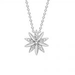 Diamond velvet leaf cluster pendant white gold