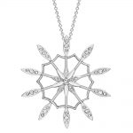 Diamond velvet leaf cluster pendant white gold