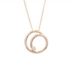 9ct rose gold diamond spiral necklace. The sparkling brilliant-cut diamond is set in a 9-carat rose gold. The pendant slides through 16/18 inch adjustable rose gold chain. 