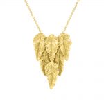 Golden leaf drop necklace yellow gold