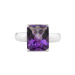 White gold amethyst cushion ring