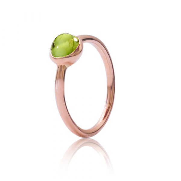 Peridot bubble stack ring rose gold