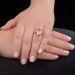 Yellow gold rose quartz Cocktail ring