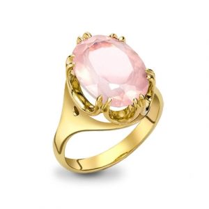 Rose quartz cocktail ring yellow gold