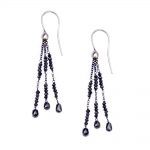 9ct white gold Black diamond tassel drop earrings