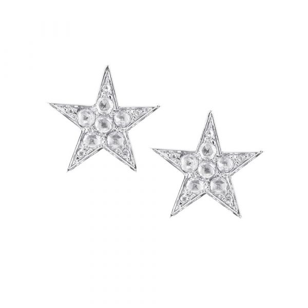 Diamond star stud earrings white gold