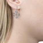 White Gold Brilliant Cut Diamond Lattice Earrings