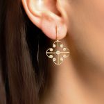 Yellow gold diamond Lattice drop earrings