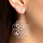 White gold diamond Lattice drop earrings