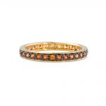 Orange sapphire full eternity stack ring yellow gold