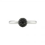 Black diamond ball cluster ring white gold