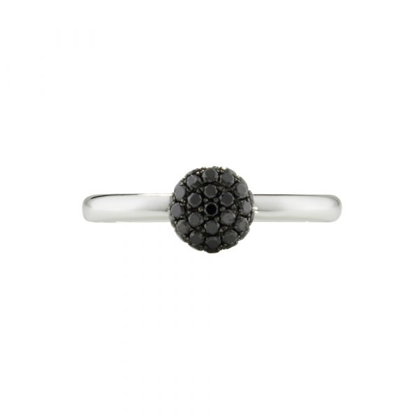 Black diamond ball cluster ring white gold