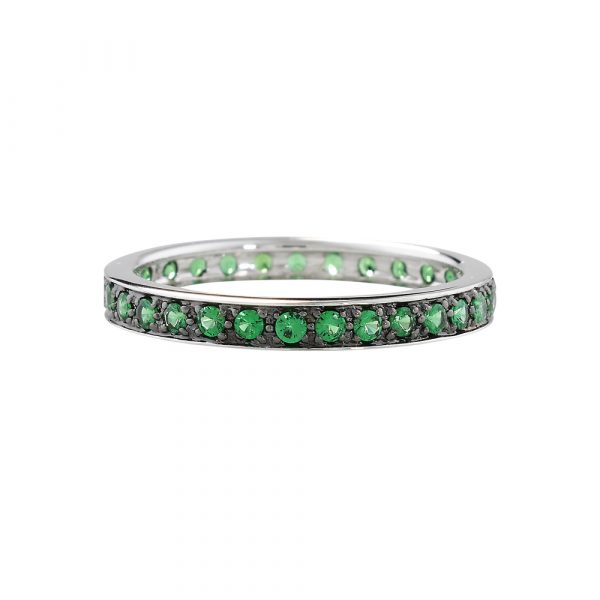 Tsavorite garnet full eternity stack ring white gold