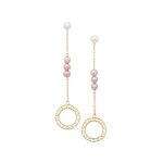 9ct yellow gold Cultured freshwater pearl disc drop earrings