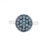 Blue topaz ball cluster ring white gold