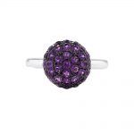 Amethyst cluster ball ring white gold