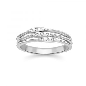 Diamond velvet leaf ring white gold